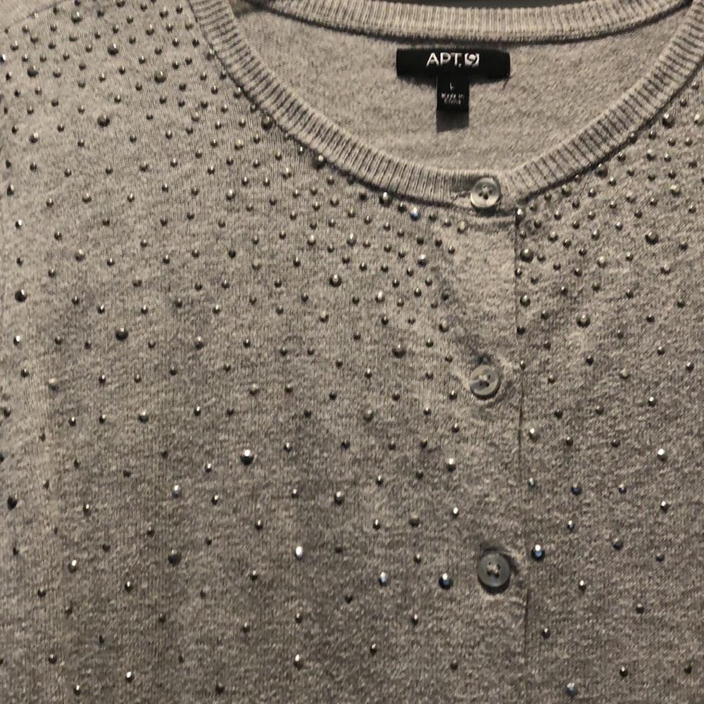 Apt 9 Gray Studded Button up Sweater Size Large